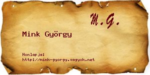 Mink György névjegykártya